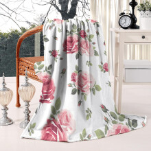 Floral Watercolor Throw Blanket Soft Pink Rose Peony 50x60