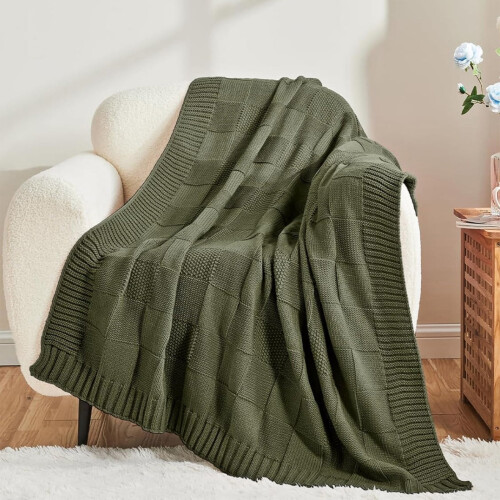 Knitted Throw Blanket Boho Soft Textured Weave
