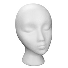 Styrofoam Wig Head Stand White Model Head 1 Pack