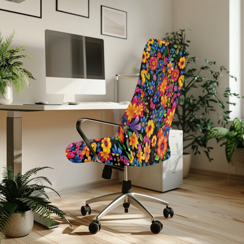 Stretch-Bürostuhlbezug mit Boho-Blumenmuster, Größe S 2