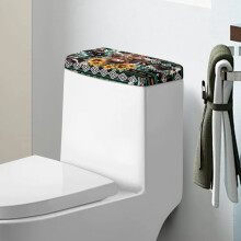 Azteken-Toilettenspülkasten-Deckelset, 2-teilig, Hochlandrind-Motiv