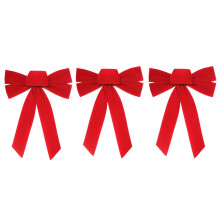 Nœuds de Noël en velours rouge, 33 cm (lot de 3).