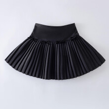 Jupe courte plissée trapèze pour fille, en laine mélangée, taille haute
