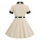 Mädchen Herbstkleid, einfarbig, langärmelig, tailliert, beige, XS 4