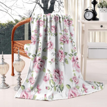 Plaid vintage Ă motifs botaniques, 127 x 152 cm, en flanelle