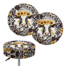 Housses de tabouret de bar universelles Tournesol Vache Léopard (lot de 2)