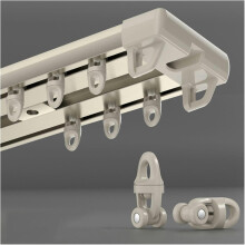 Tringle à rideaux double rail robuste blanche 130 cm