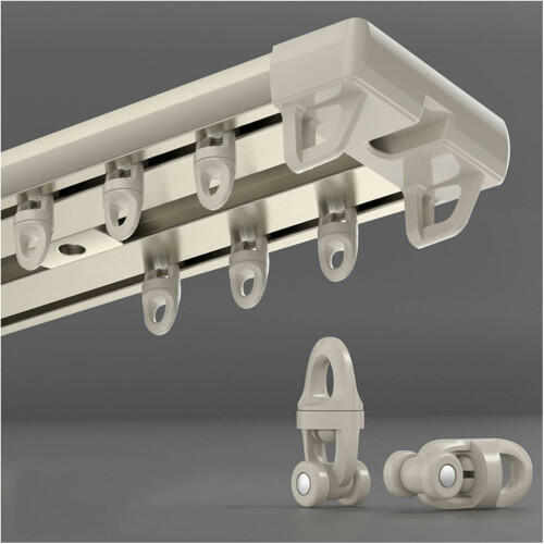 Tringle à rideaux double rail robuste blanche 130 cm