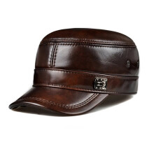Men's Genuine Leather Baseball Cap Black Brown 54-62 cm