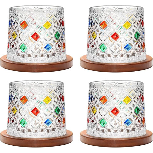 Drehbarer Old Fashioned Glasbecher, 275 ml, Kristall-Whisky-Rum