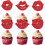 Cupcake-Topper-Set „Große Lippen“, roter Glitzer, 10 Stück 1