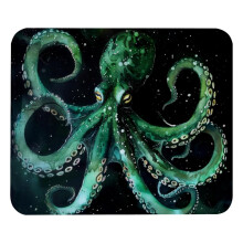 Aquarell-Mauspad mit grünem Meeresoktopus, 21 x 25 cm, rutschfest