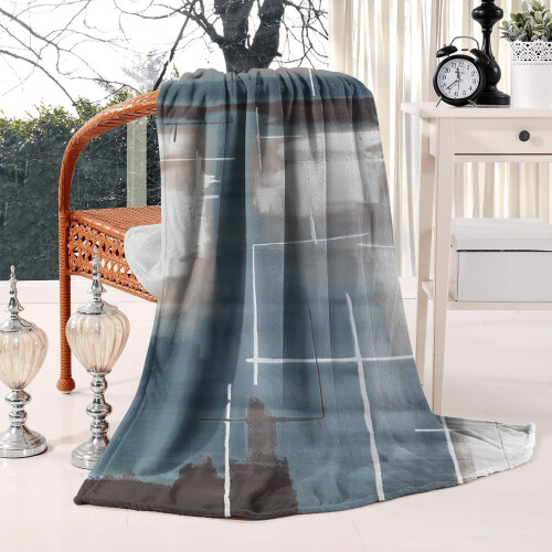 Κουβέρτα Φανέλας Aqua Gray Cyan Teal 50x60in
