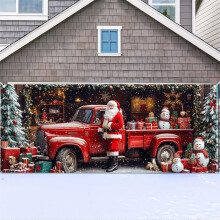 Bannière de Noël pour porte de garage, bonhomme de neige rustique, 213 x 244 cm