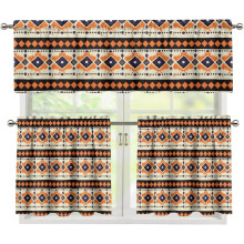 Rideaux de cuisine à motifs tribaux, ensemble de 3 pièces, filtrant la lumière