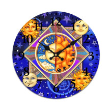Horloge murale silencieuse motif Lune et Soleil Tarot 30 cm