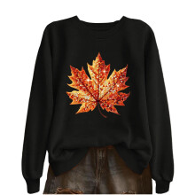 Women's Crewneck Sweatshirt Fall Leaf Graphic Long Sleeve