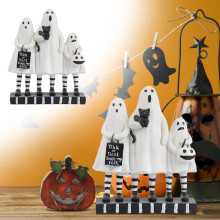 Figurine de famille fantôme de Noël et d'Halloween à jambes rayées