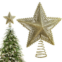Étoile de Noël décorative pour sapin de Noël, 20 cm, 3D creuse, rouge, argent, or