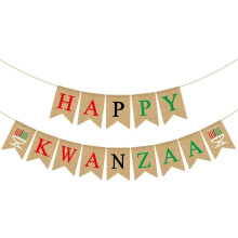 Bannière Kwanzaa en toile de jute rustique héritage africain