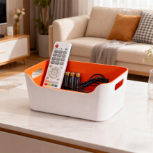 Boîte de rangement en plastique orange 9,5 x 6,7 x 4,1 pouces avec poignées