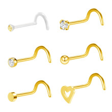 Bioflex Crystal Nose Stud Set L-Shaped Screws 6 Pieces