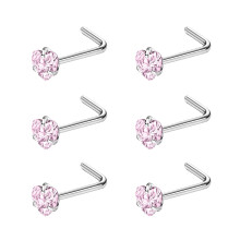 Heart Nose Stud L-Shaped 20g 6-Piece Set