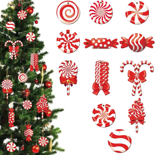 Fa nyalóka díszek cukorka téma 12 db