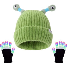 Winterliches Eltern-Kind-Strickmützen- und Leuchthandschuh-Set