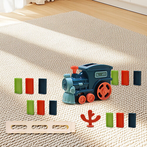Domino Train Toy Blue with Music 100 Blocks 2