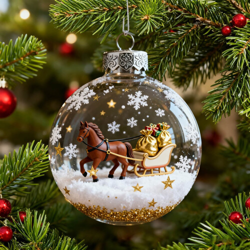 Décoration de Noël en plastique représentant un cheval (1 pièce)