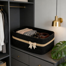 Panier de rangement pliable en osier avec poignées (1 pièce)