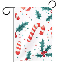 Drapeau de jardin en forme de canne de Noël, 12 x 18 pouces, double face
