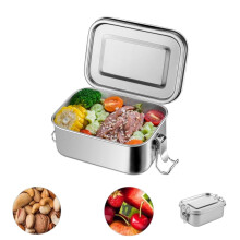 Boîte alimentaire en acier inoxydable argentée 14 x 10,4 x 5,8 cm