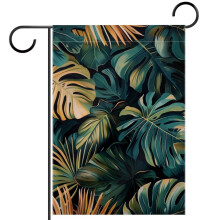 Drapeau de jardin vertical double face à motif de feuilles de palmier de la jungle 28x40