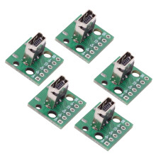 USB 2.0 Mini-B Female Socket Vertical PCB Mount Solder Type