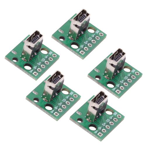 USB 2.0 Mini-B Female Socket Vertical PCB Mount Solder Type