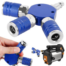 3-Way Air Manifold Splitter Carbon Steel 1/4 Inch Quick