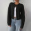 Women's Black Knit Cardigan Long Sleeve Button Front Short 1