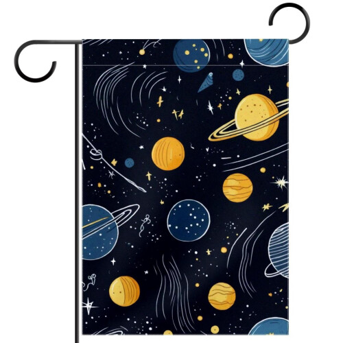 Drapeau de jardin Ciel nocturne avec planètes, comètes et étoiles