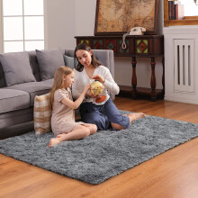 Luxury Grey Shaggy RUG-140x200cm Soft Fluffy Carpet for Living Room and BedRoom