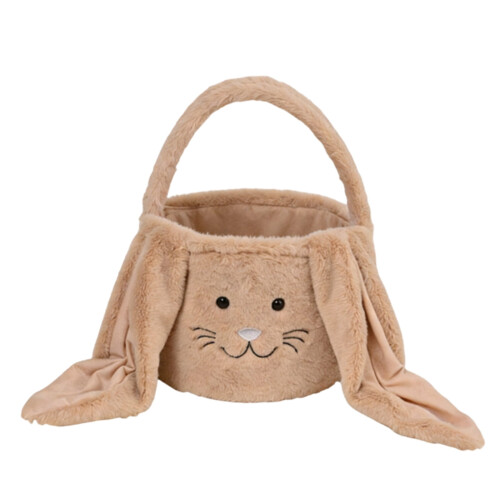 Sac panier de Pâques en peluche lapin marron