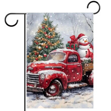 Drapeau de jardin en forme de camion rouge vintage pour sapin de Noël, 30 x 45 cm
