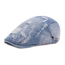Casquette rétro en denim à visière ajustable pour hommes et femmes