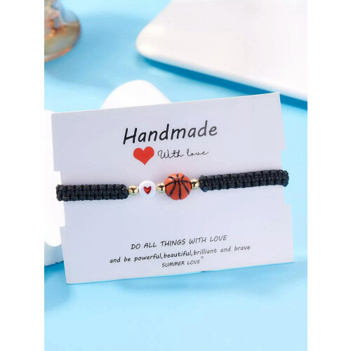 Braided Basketball Bracelet Adjustable Size 1 Piece