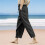 Women's Cotton Linen Pants Solid Color Lightweight Elastic 1