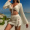 Women's Crochet Tie-Front Beach Cover-Up Set 2-Piece 1