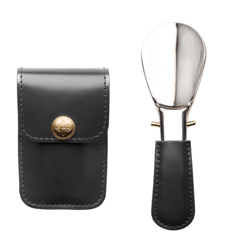 Foldable Stainless Steel Shoehorn with PU Leather Handle