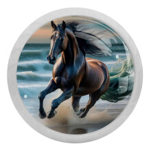 Pomelli per mobili in cristallo con motivo cavallo in corsa (4 pezzi)