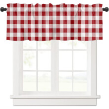 Buffalo Plaid Window Valance Red Black 54x18 in Rod Pocket